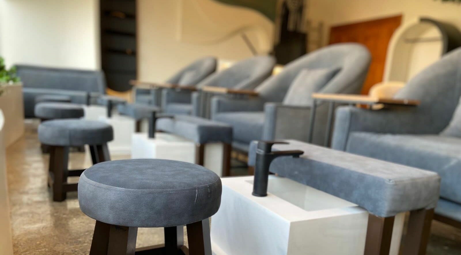 Luxurious seating at Base Coat Nail Spa, Jeddah, Makkah Province, SA, enhancing your relaxation experience.