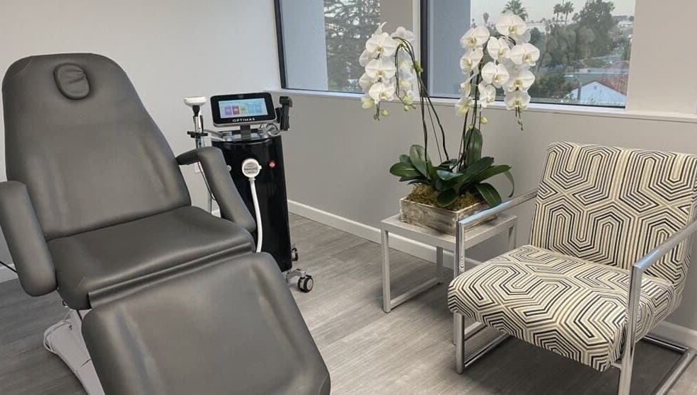 Modern treatment room at Skinsation LA featuring sleek decor and equipment in Los Angeles, California, US.