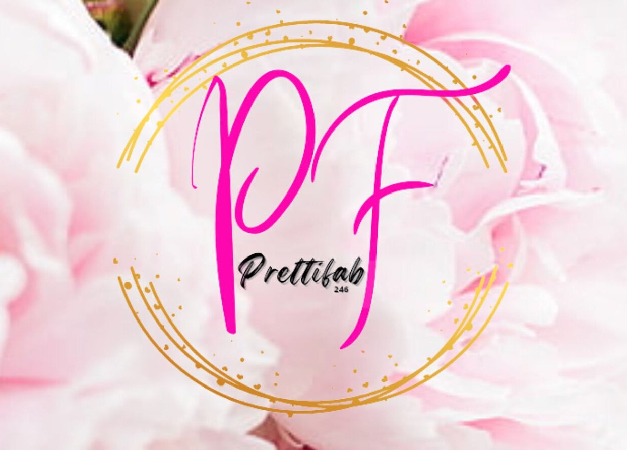 Prettifab 246 logo with pink floral background, Saint Michael, Saint Michael, BB.