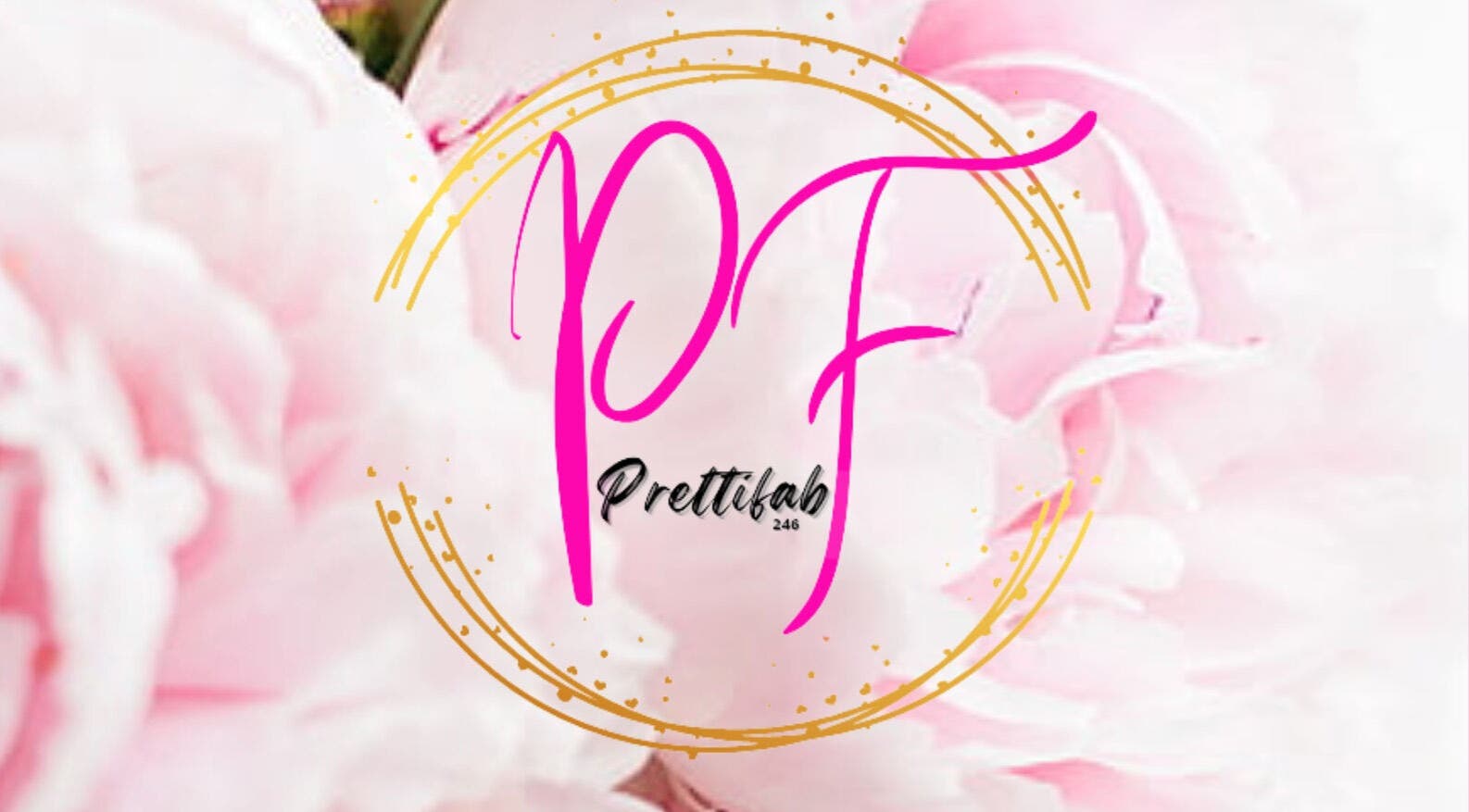Prettifab 246 logo with pink floral background, Saint Michael, Saint Michael, BB.