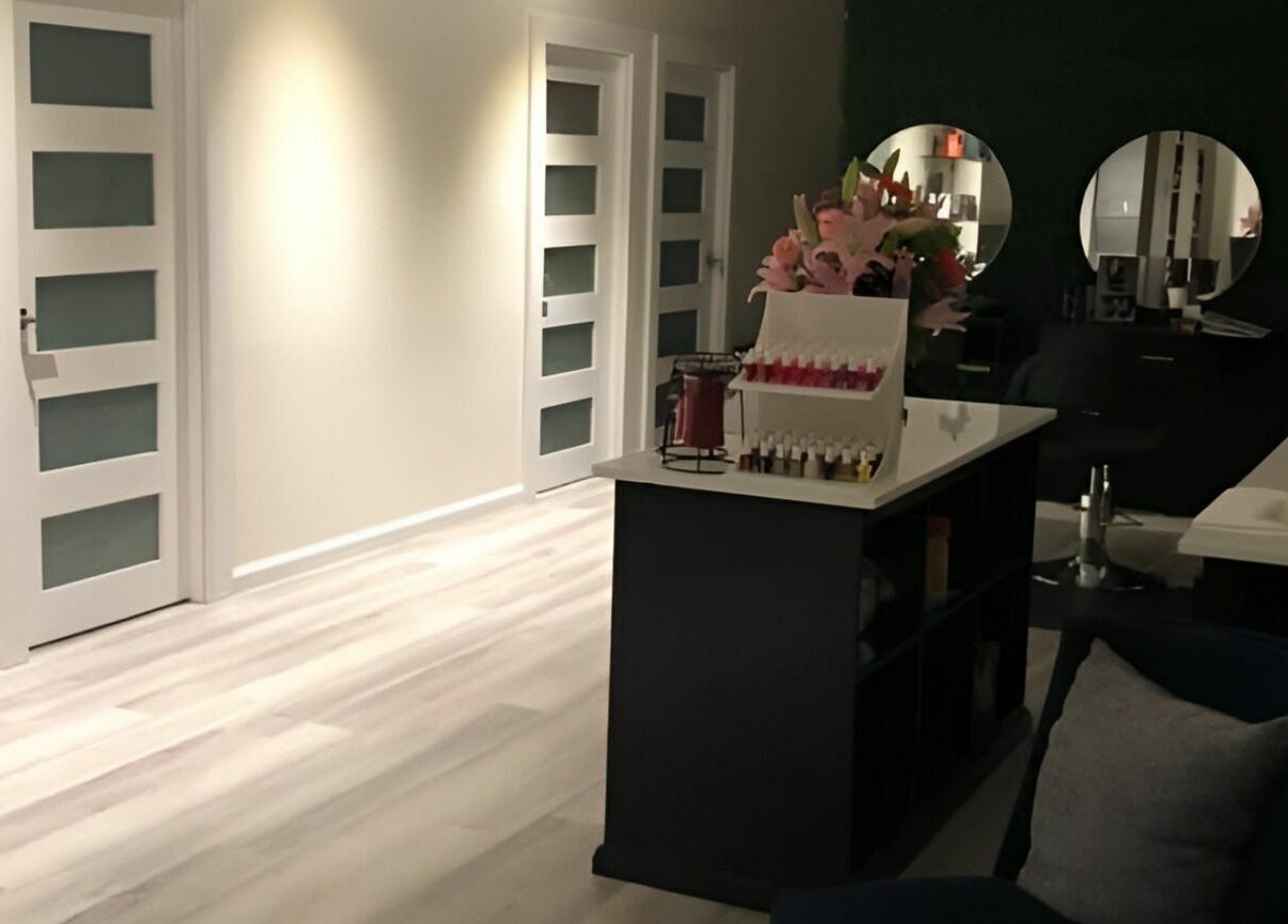 Modern and serene interior of Milaya Salon & Medical Spa, Port of Spain, TT, featuring a stylish reception area.