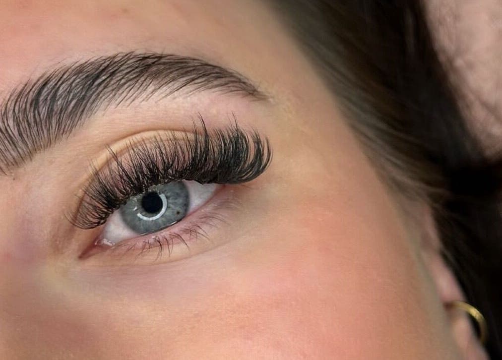 Close-up of a styled eye showcasing lash extensions at Mya Skye Beauty, Rugby, England, GB.