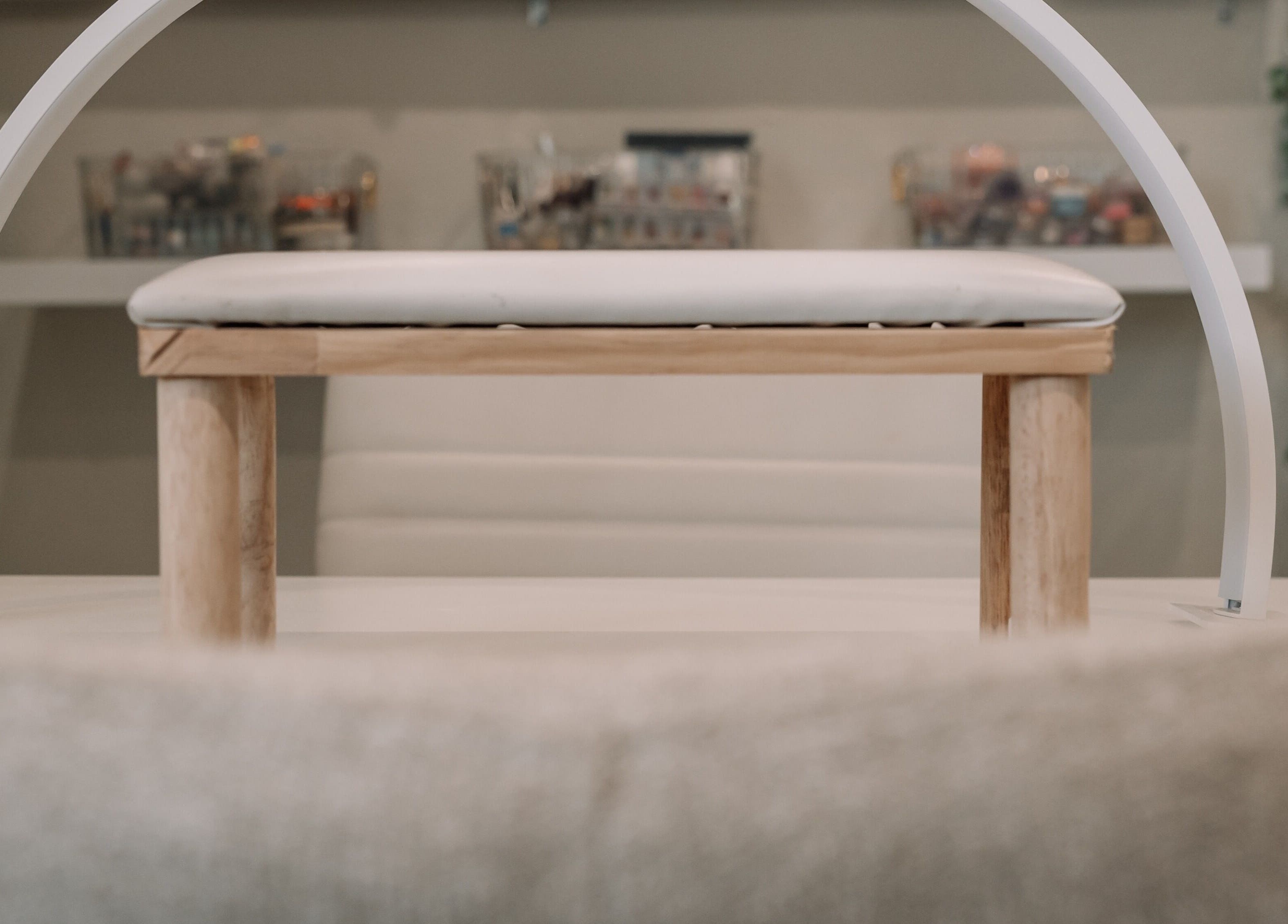 Snatched Cosmetics manicure table with modern design in Boksburg, Gauteng, ZA, showcasing beauty tools.