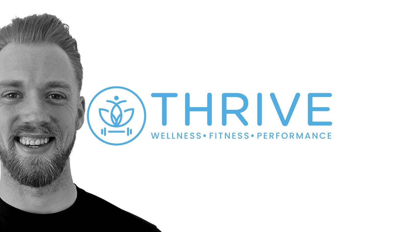 Smiling individual next to Thrive Kent logo, a wellness venue in Maidstone, England, GB.