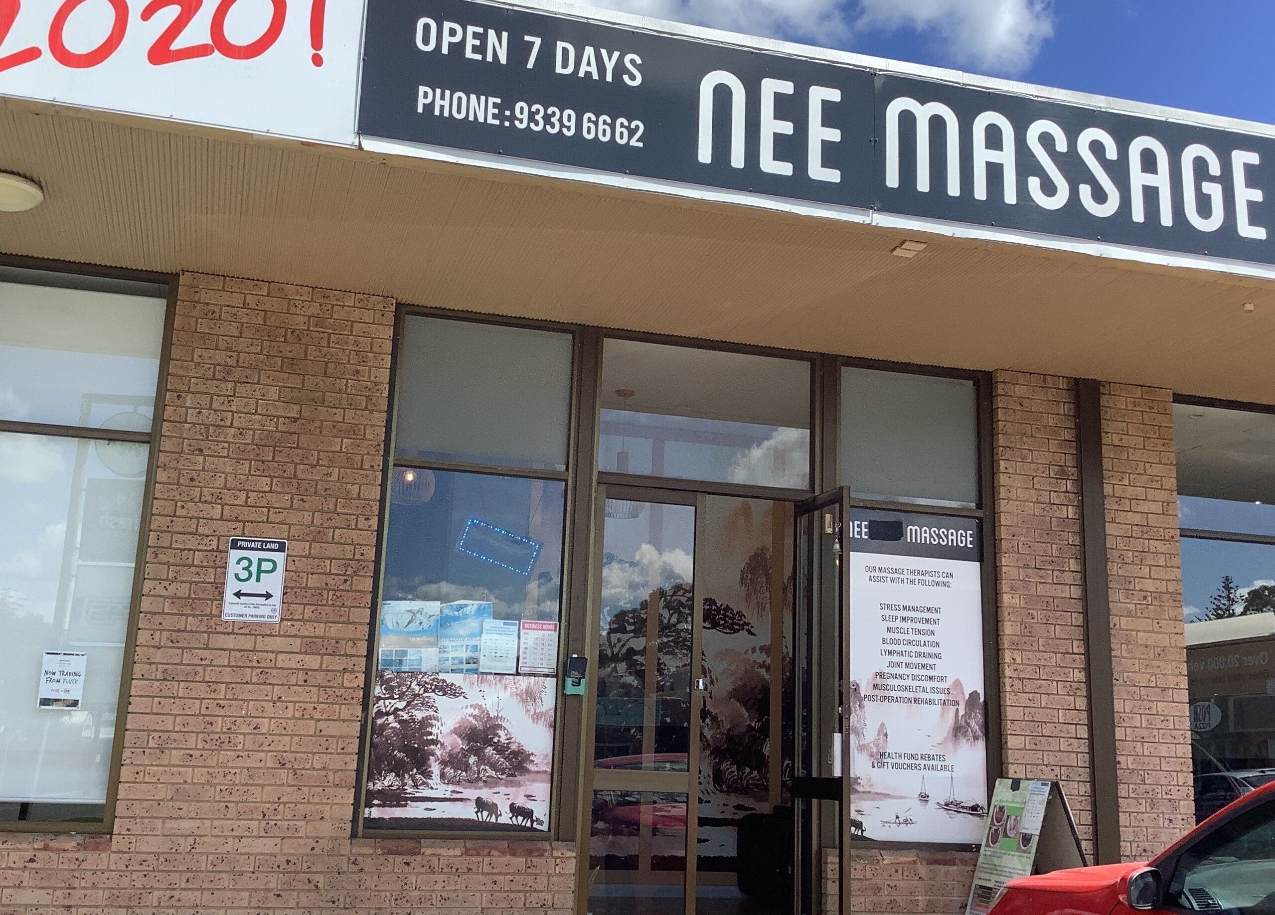 Front view of Nee Massage | BICTON located at Bicton, WA, AU showcasing entrance with signage.