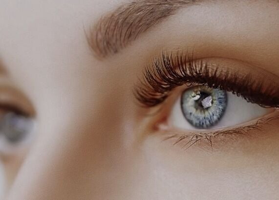 Close-up of perfectly styled eyelashes at Beauty and Ink by Jennie Eadson, Mansfield, England, GB.