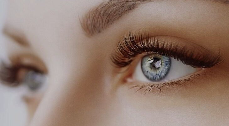 Close-up of perfectly styled eyelashes at Beauty and Ink by Jennie Eadson, Mansfield, England, GB.