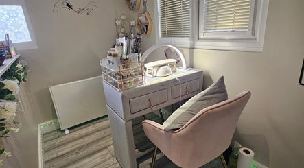 Chic nail station at Sophie's Glitz Nails & Beauty Salon, Attleborough, England, GB, with stylish furnishings.