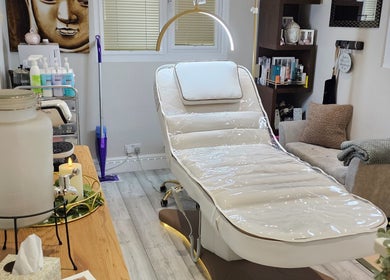 Relaxing therapy room at Sophie's Glitz Nails & Beauty Salon, Attleborough, England, GB.