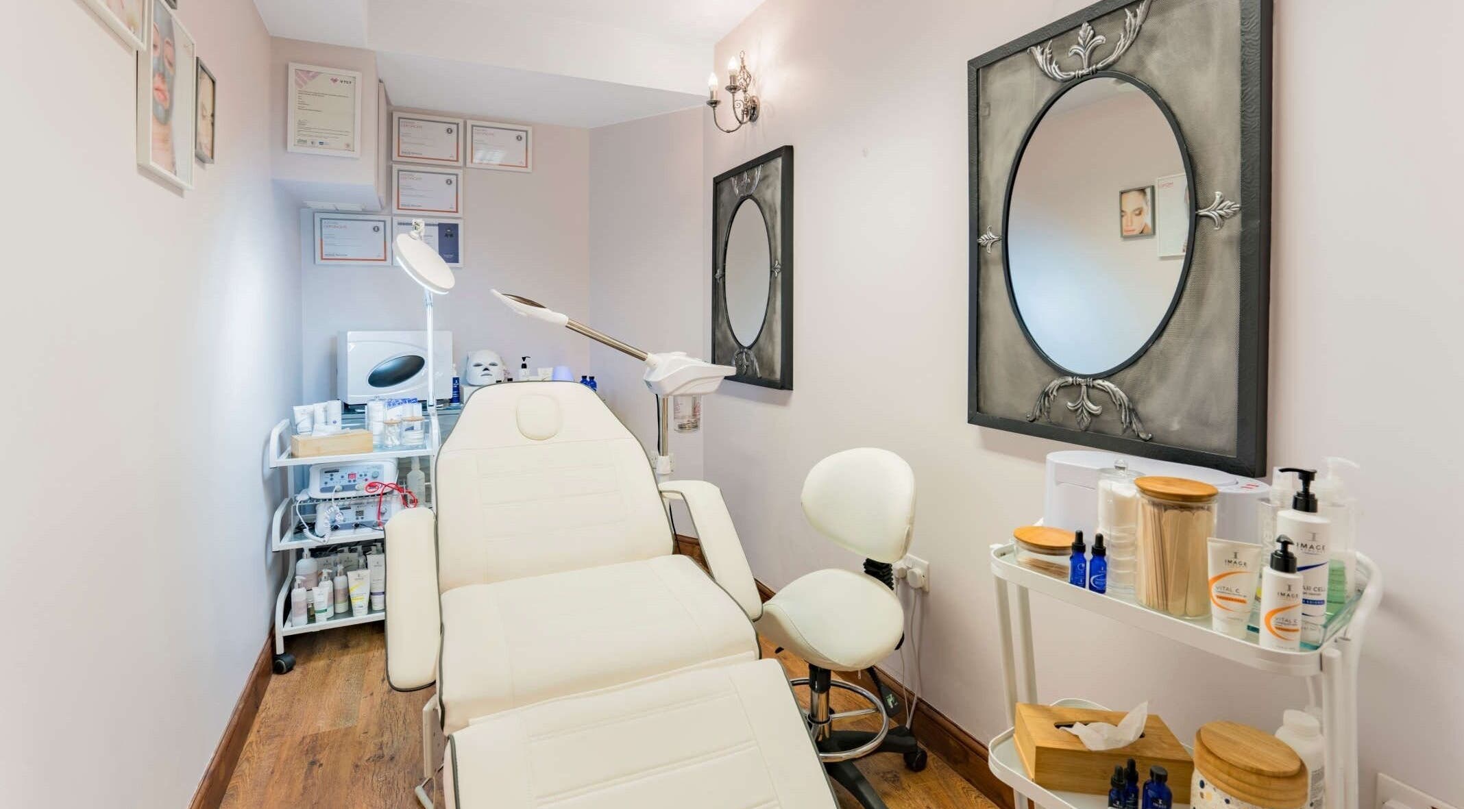 Calming treatment room at Beauty Spot by NP (Remix Salon), London, England, GB, featuring modern spa equipment.