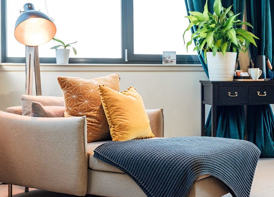 Relaxing lounge area at Spa on the Hill, North Berwick, Scotland, GB with plush seating and vibrant decor.