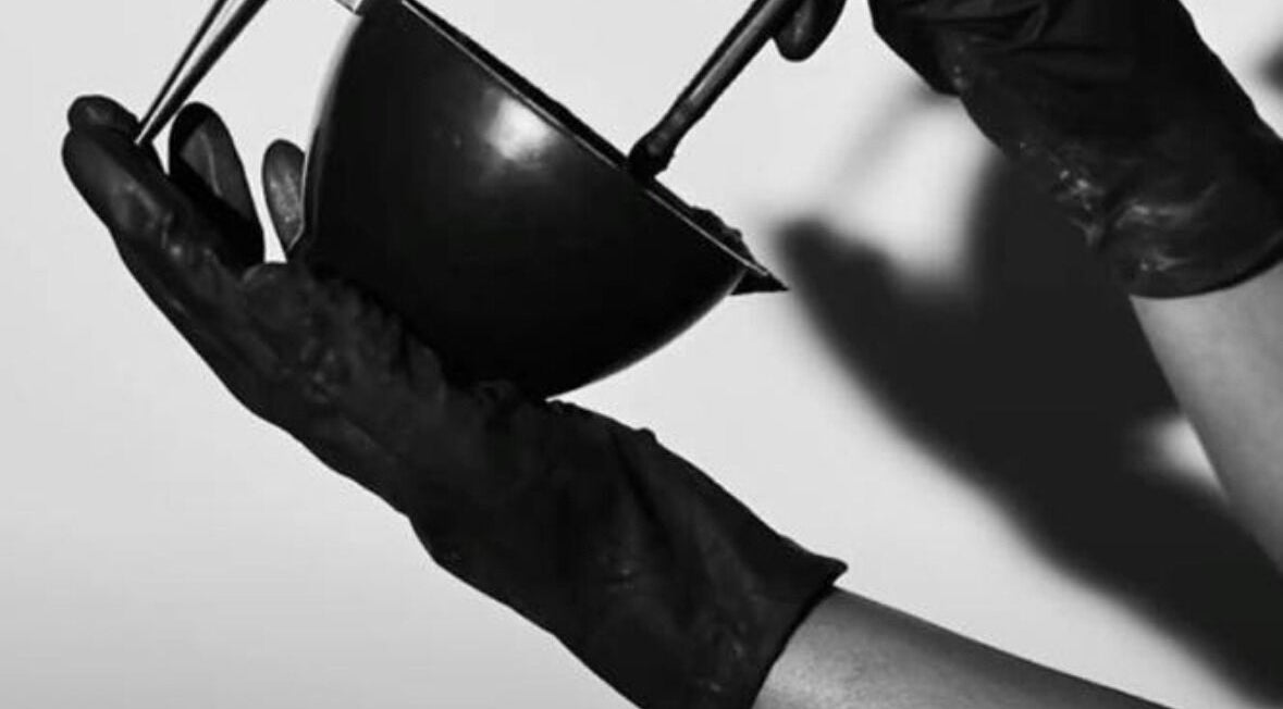 Professional hair color mixing at Meraki Hair Lounge, Plettenberg Bay, Western Cape, ZA.