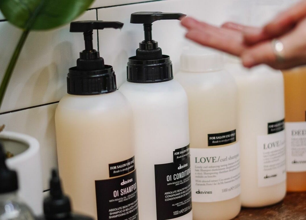 Premium haircare products on display at Whitefox Styling, Amarillo, Texas, US.