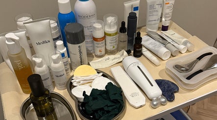 A variety of skincare products at Charlie Perry Skin, London, England, GB, highlighting beauty treatments.