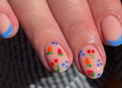 Colorful fruit nail art from Nailed It by Amelia, Cheslyn Hay, England, GB offers a fresh and vibrant style.