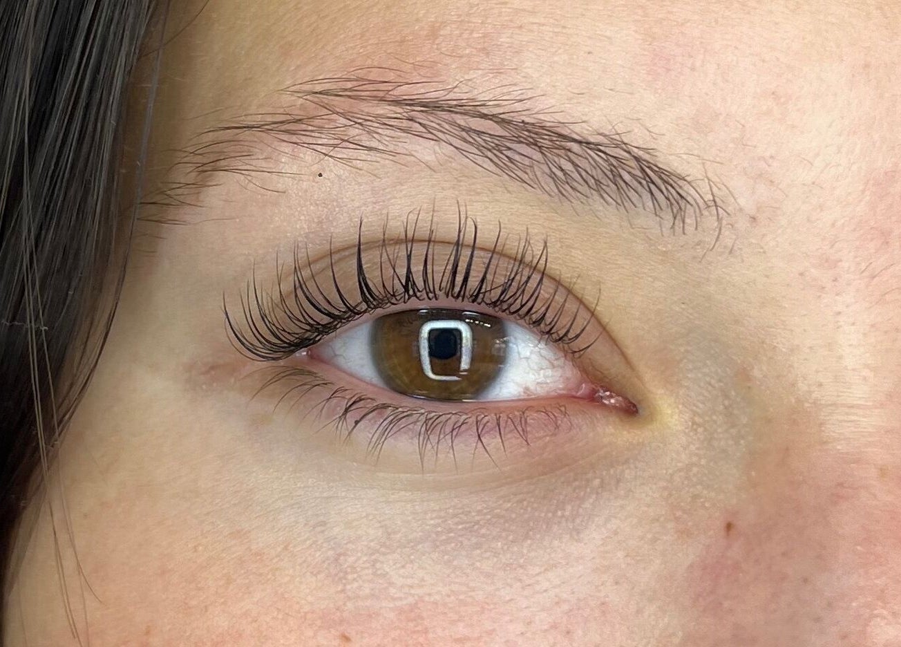 Closeup of beautifully styled eyelashes at Beauty by Soph, Peterborough, England, GB.