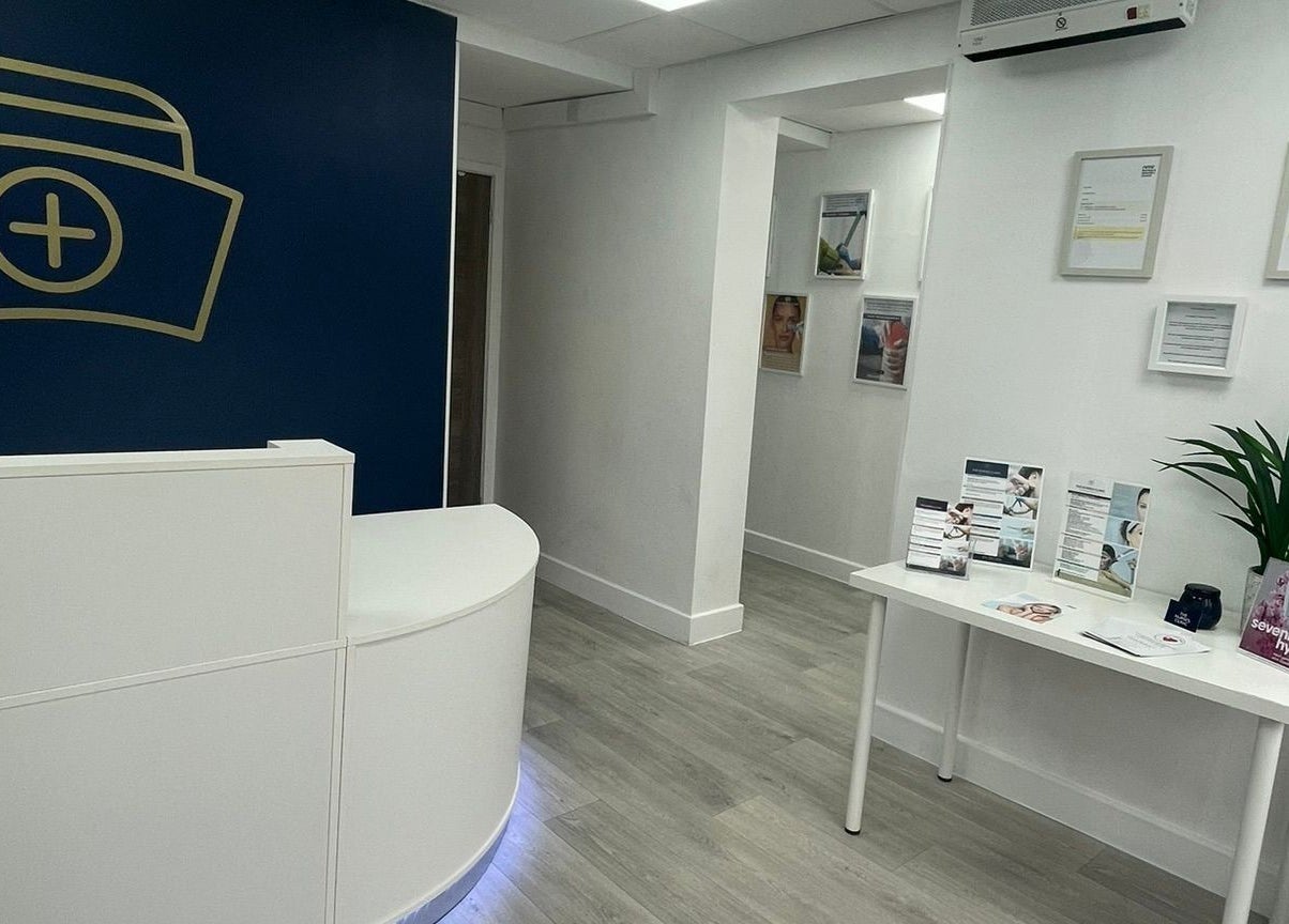 Reception area at The Nurses Clinic, Nuneaton, England, GB showcasing a modern and welcoming interior.