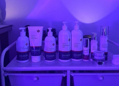 Luxurious skincare products at Butterfly Beauty, Longridge, England, GB, creating a tranquil spa atmosphere.