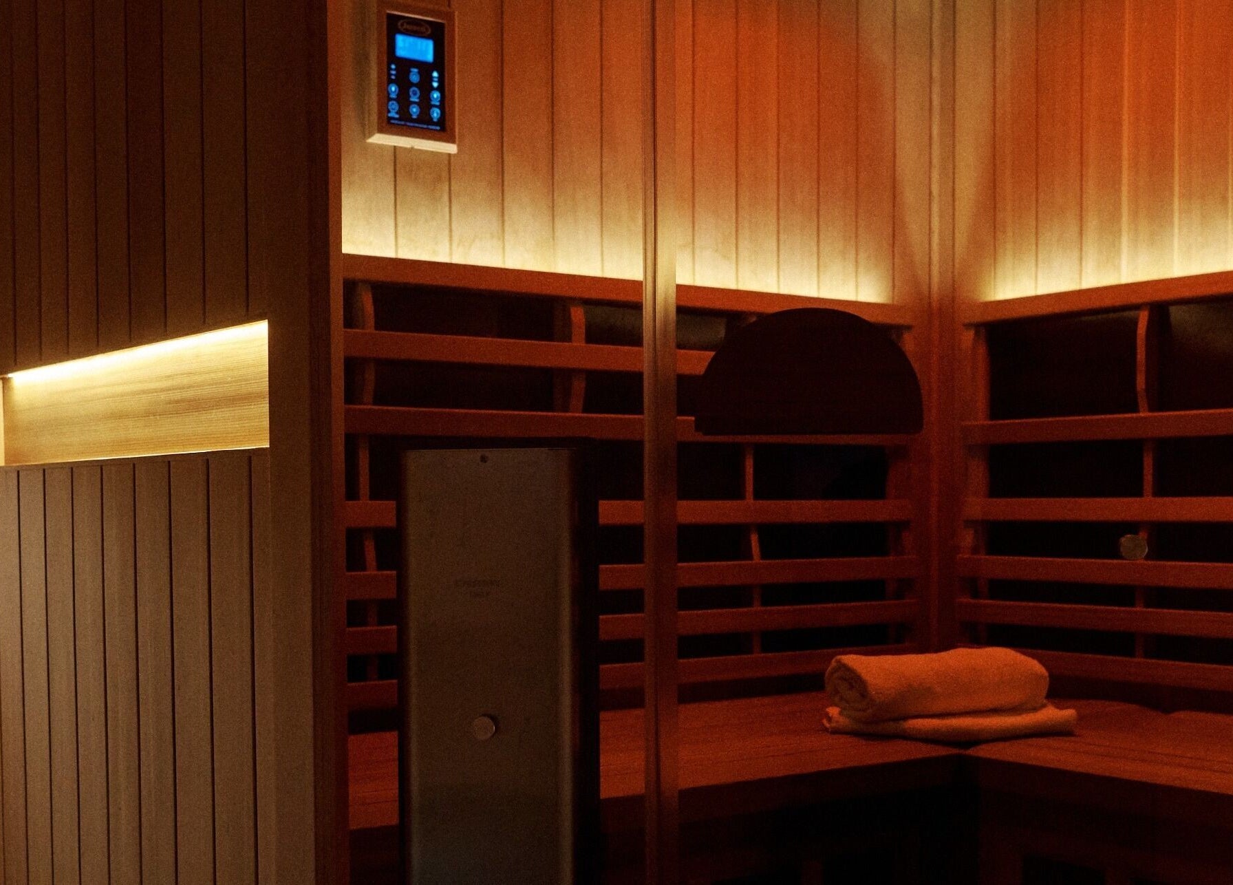 Warm, inviting sauna at Nimbus Co Richmond located in Richmond, Victoria, AU, offering tranquility and relaxation.