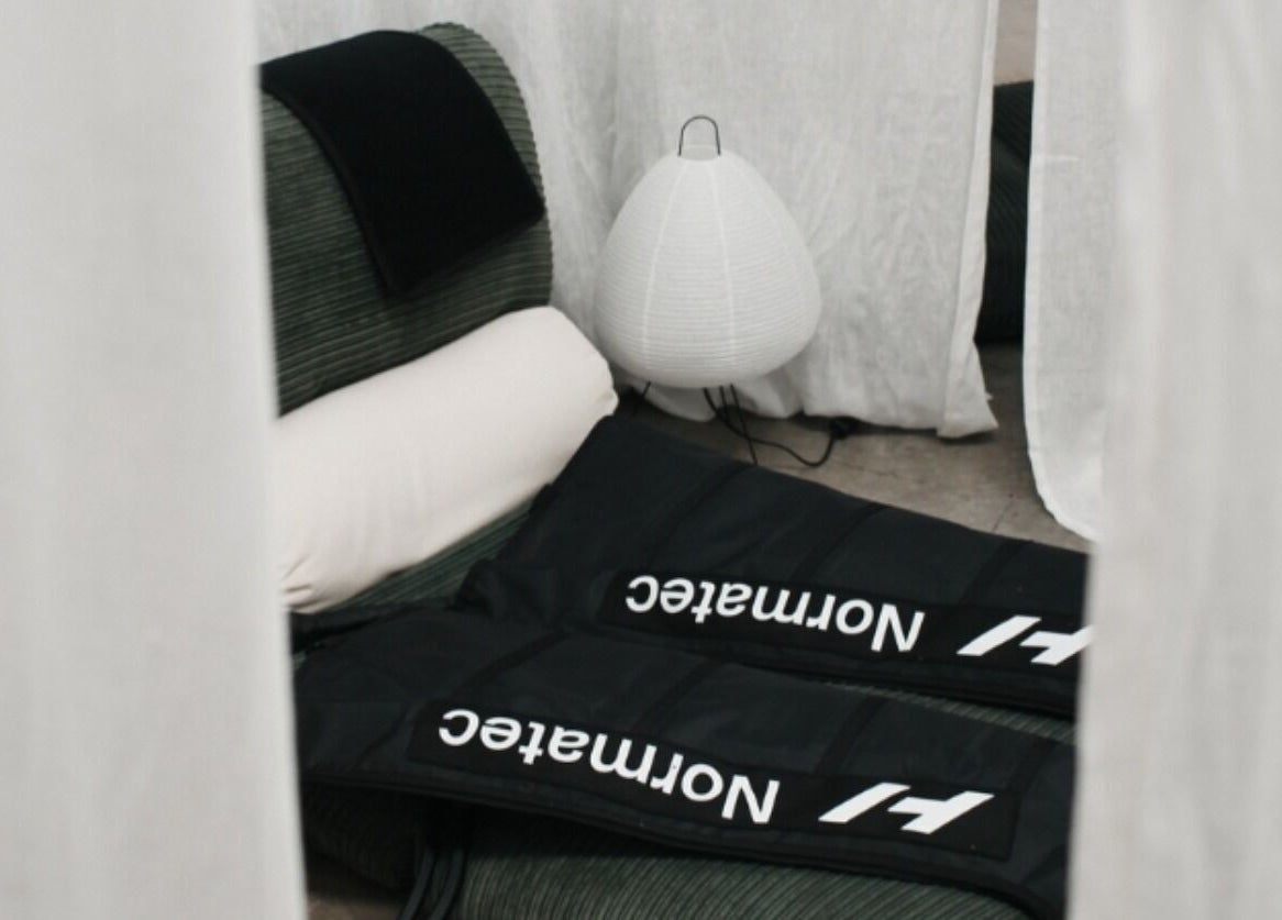 Relaxing corner with Normatec gear at Nimbus Co Richmond, Richmond, Victoria, AU for wellness and comfort.