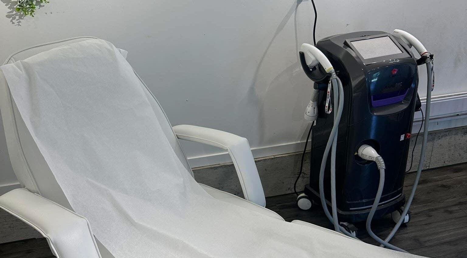 Voko Beauti's advanced laser machine in treatment room, Chilliwack, British Columbia, CA.