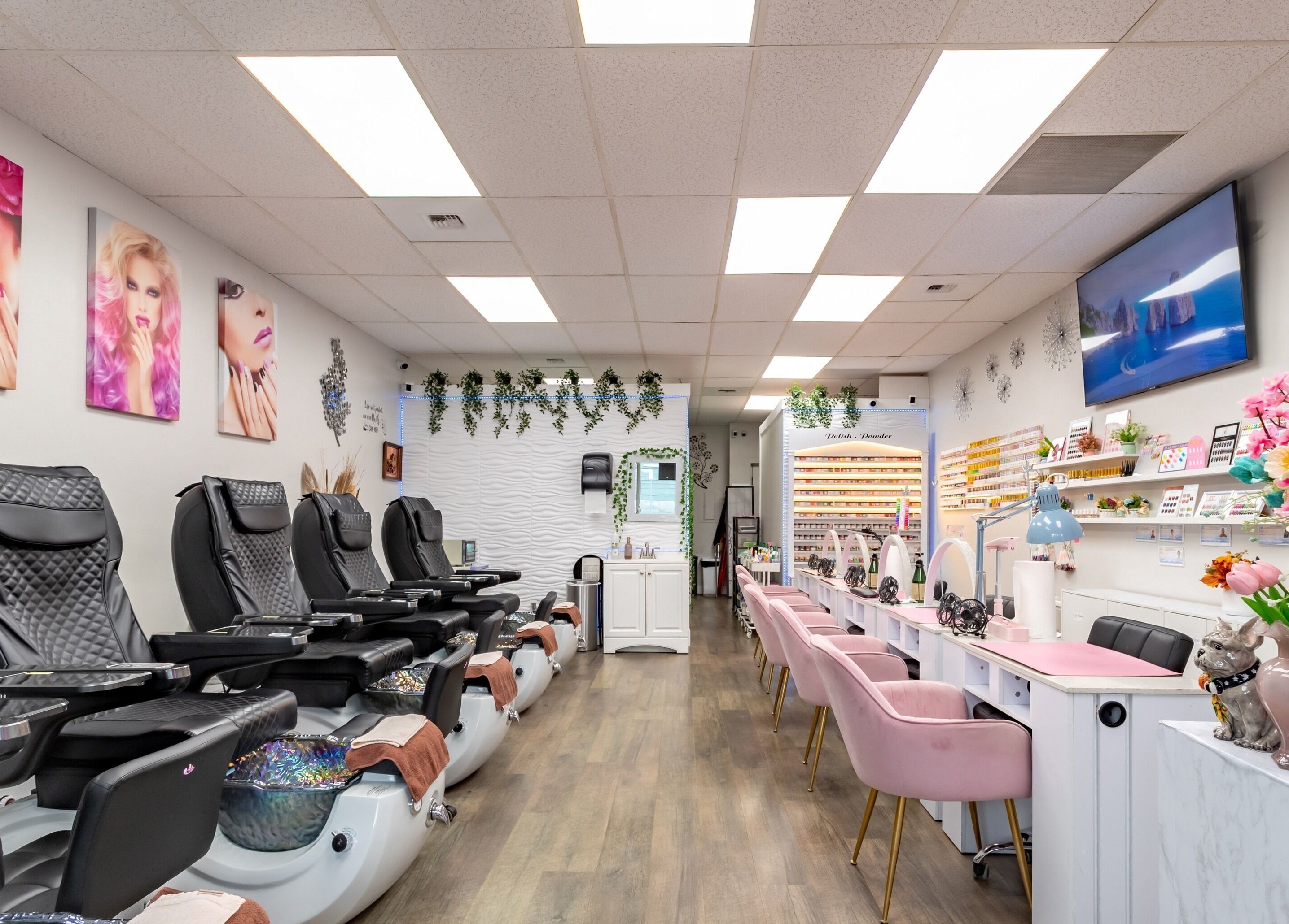 Inviting interior of Jenny Nails Salon in Seattle, Washington, US with elegant decor and plush seating.