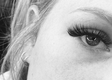 Close-up of eyelash extensions at Honey & Ginger Beauty, Te Aroha, Waikato, NZ.