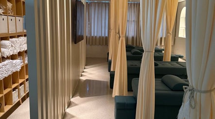 LUX Head and Body Spa's serene private cubicles with cozy lounge chairs in Riverstone, New South Wales, AU.
