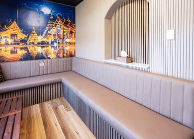 Elegant waiting area at Riverstone Thai Massage Therapy and Spa, Riverstone, New South Wales, AU, with Thai decor.