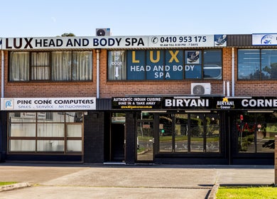 Exterior view of LUX Head and Body Spa located in Riverstone, New South Wales, AU.