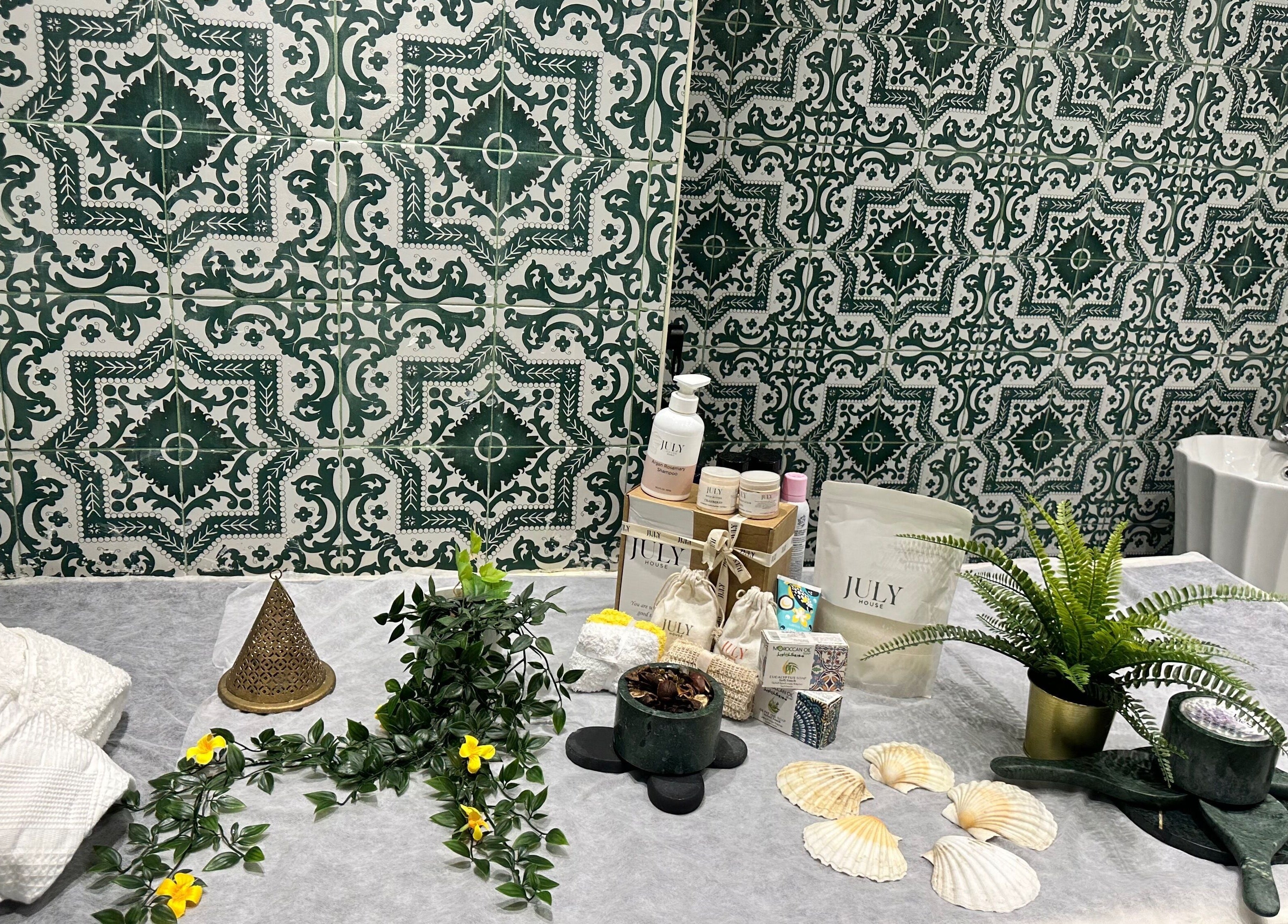 Serene spa setup at Seleva Beauty Lounge/ Salon JBR, Dubai, Dubai, AE, with elegant decor and products.