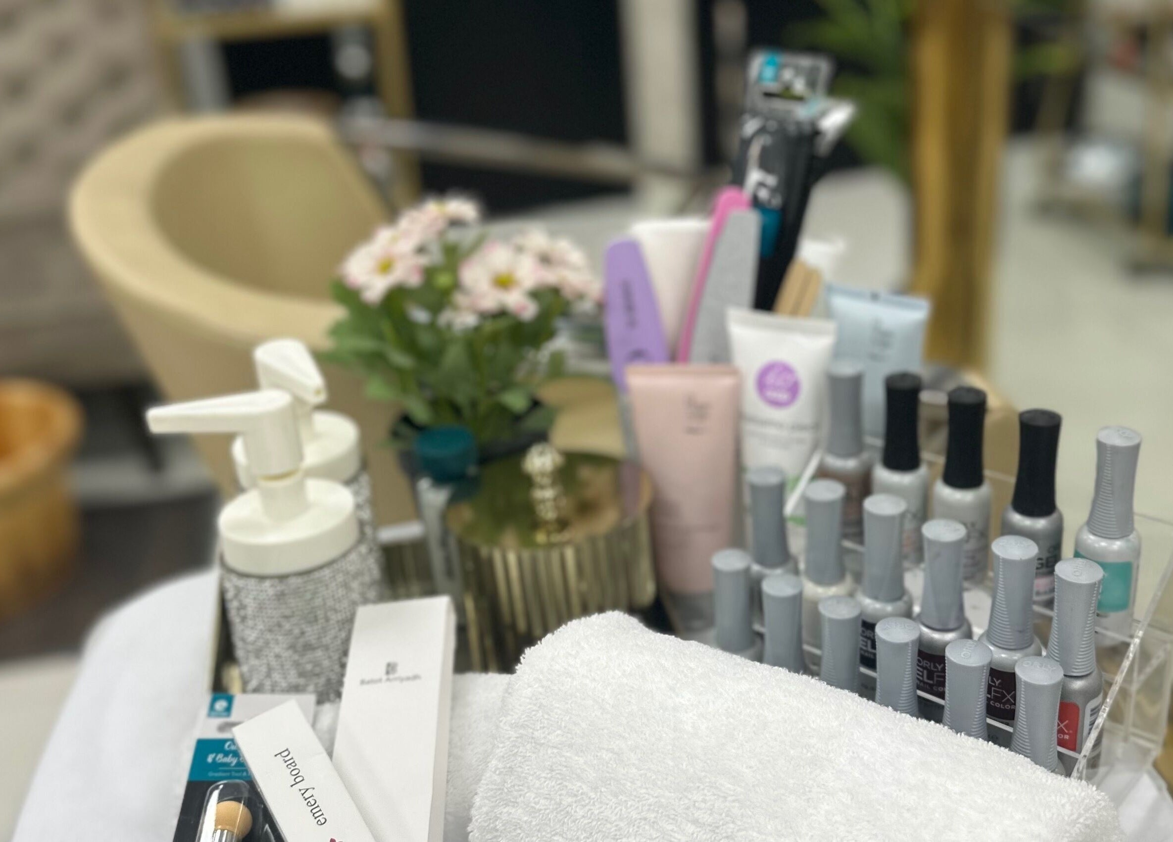 Seleva Beauty Lounge/Salon JBR in Dubai, Dubai, AE offers premium nail care products displayed neatly.