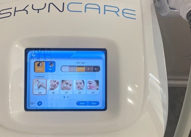 Skincare machine interface at The Beauty Room Danebury Practice, Andover, England, GB.