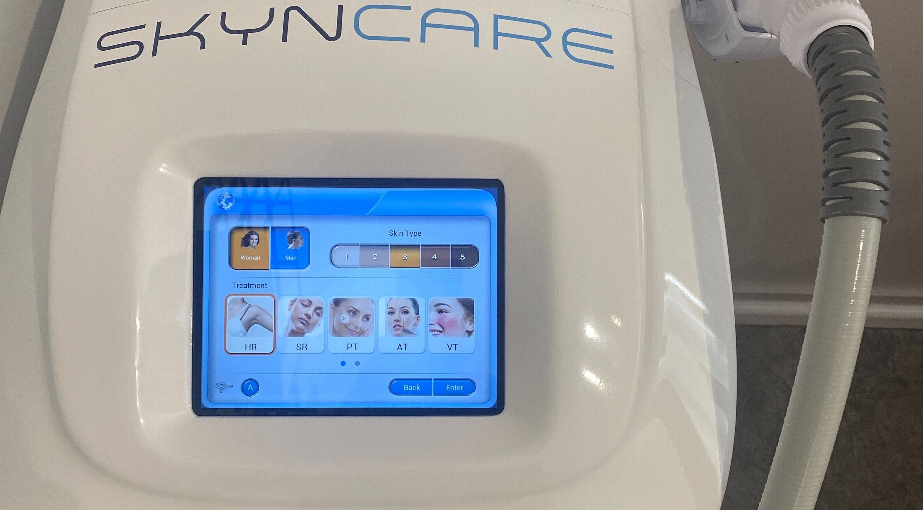 Skincare machine interface at The Beauty Room Danebury Practice, Andover, England, GB.