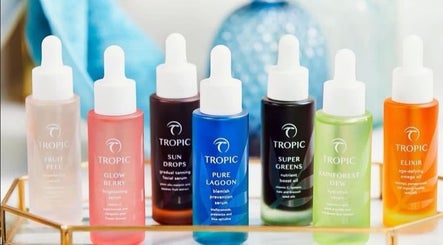 Colorful Tropic serums displayed at The Beauty Room Danebury Practice, Andover, England, GB.