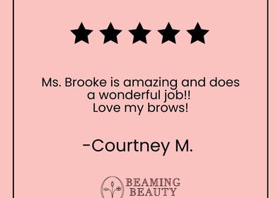 Five-star review for Beaming Beauty LLC, Pueblo, Colorado, US. Client loves eyebrow service.