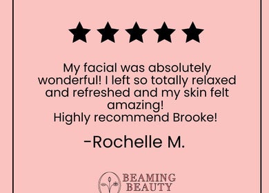 Five-star review for Beaming Beauty LLC in Pueblo, Colorado, US praising fantastic facial services.
