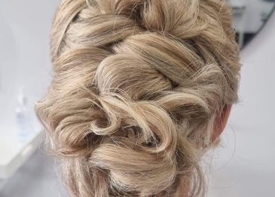 Intricate braided updo hairstyle at Studio NiCHE, Adelaide, South Australia, AU.