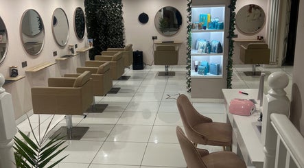 Cody Shaw Hair & Beauty interior featuring seating and mirrors, Musselburgh, Scotland, GB.