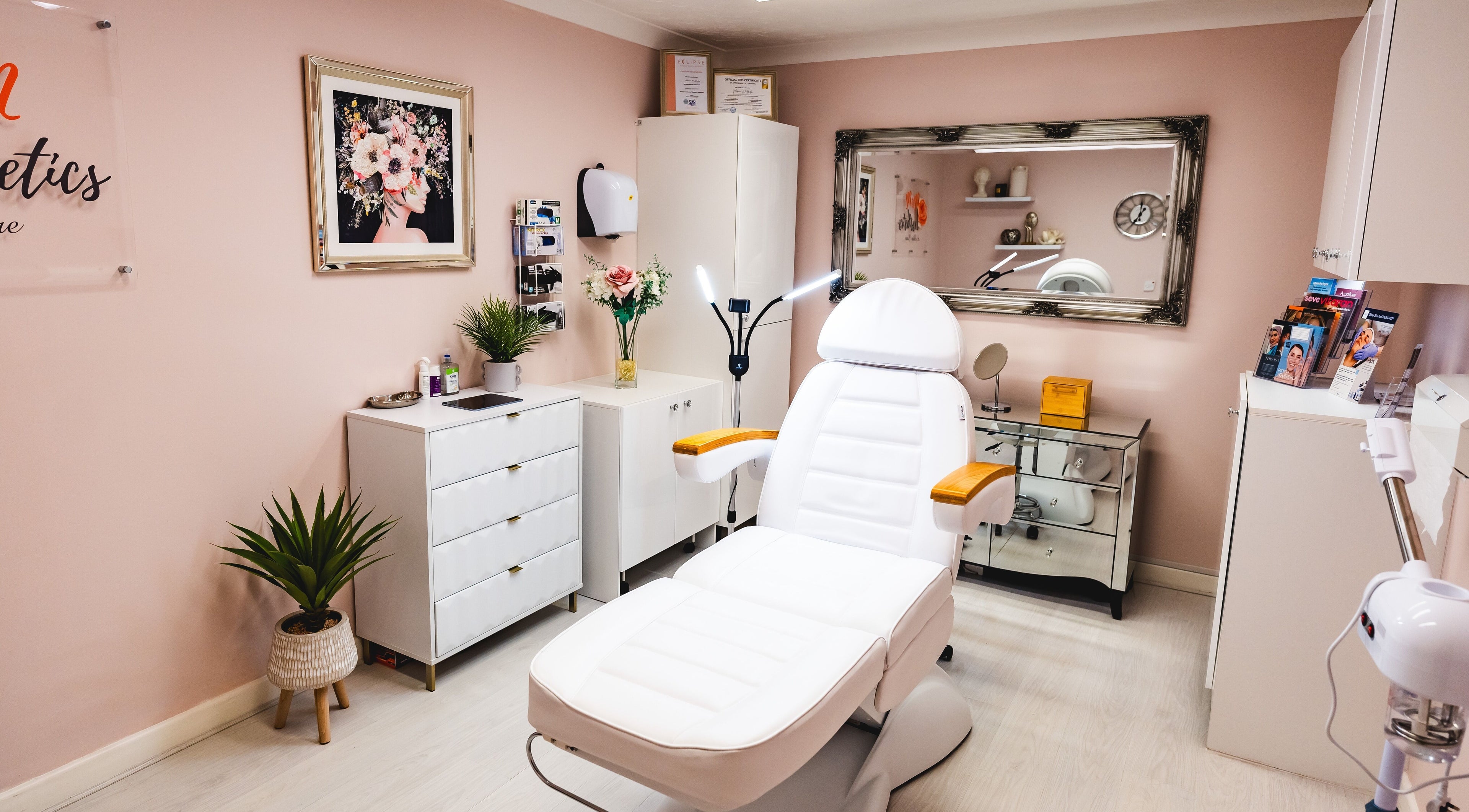 Chic treatment room at M&M Aesthetics & Skin Care - Wensum Valley Golf Club, Taverham, England, GB.