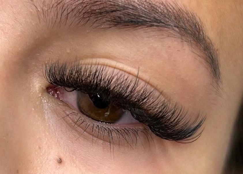 Close-up of a beautifully styled eyelash extension at SB Beauty in Warfield, England, GB.