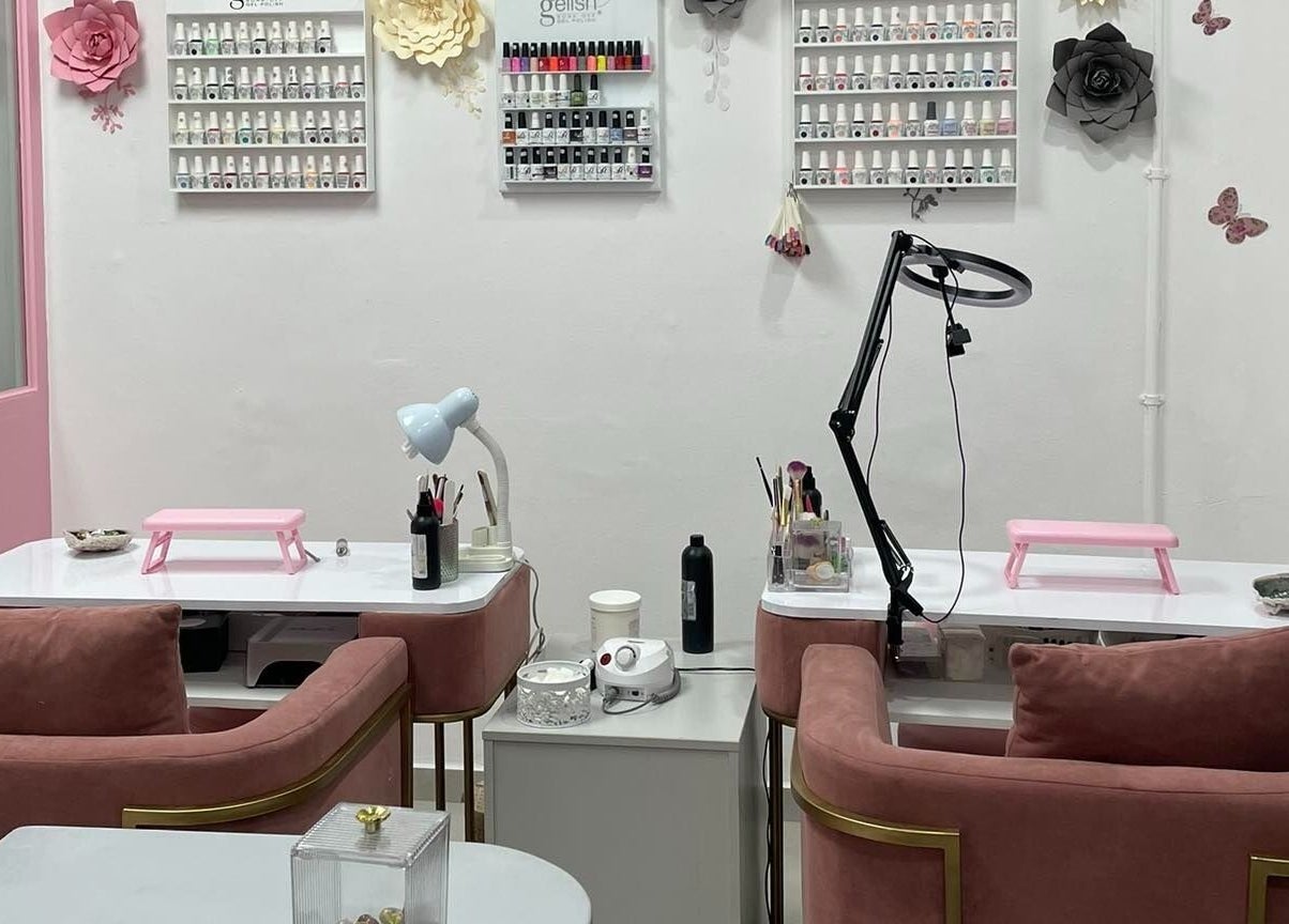 Modern nail station at Nails and Lashes by Merilyn, Cape Town, Western Cape, ZA, showcasing elegant decor.