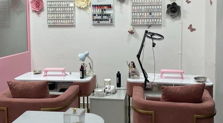 Modern nail station at Nails and Lashes by Merilyn, Cape Town, Western Cape, ZA, showcasing elegant decor.