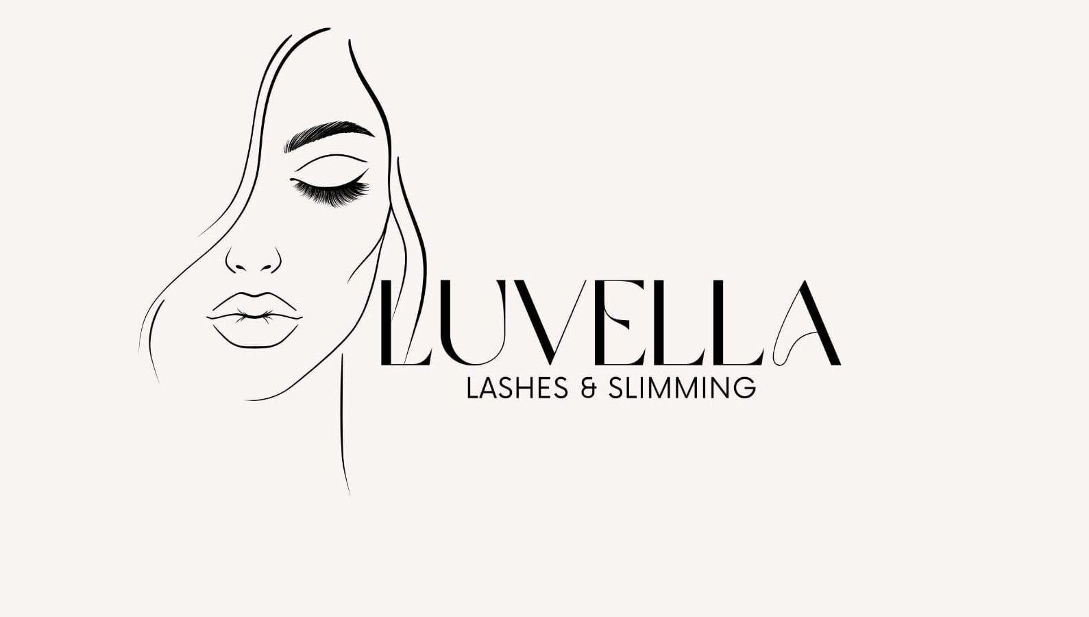 Luvella Lashes and Slimming logo featuring a stylish face sketch, Boksburg, Gauteng, ZA.