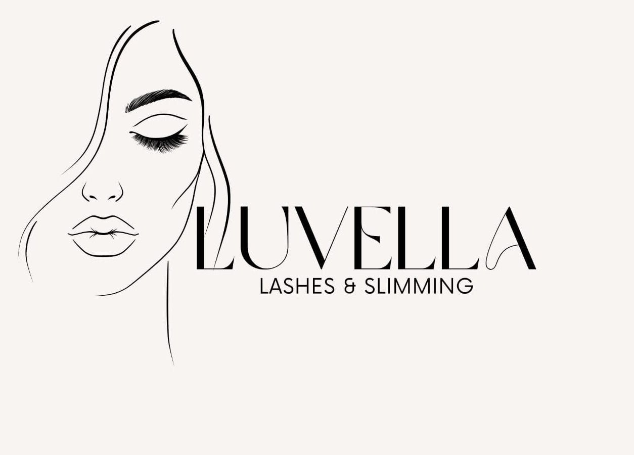 Luvella Lashes and Slimming logo featuring a stylish face sketch, Boksburg, Gauteng, ZA.