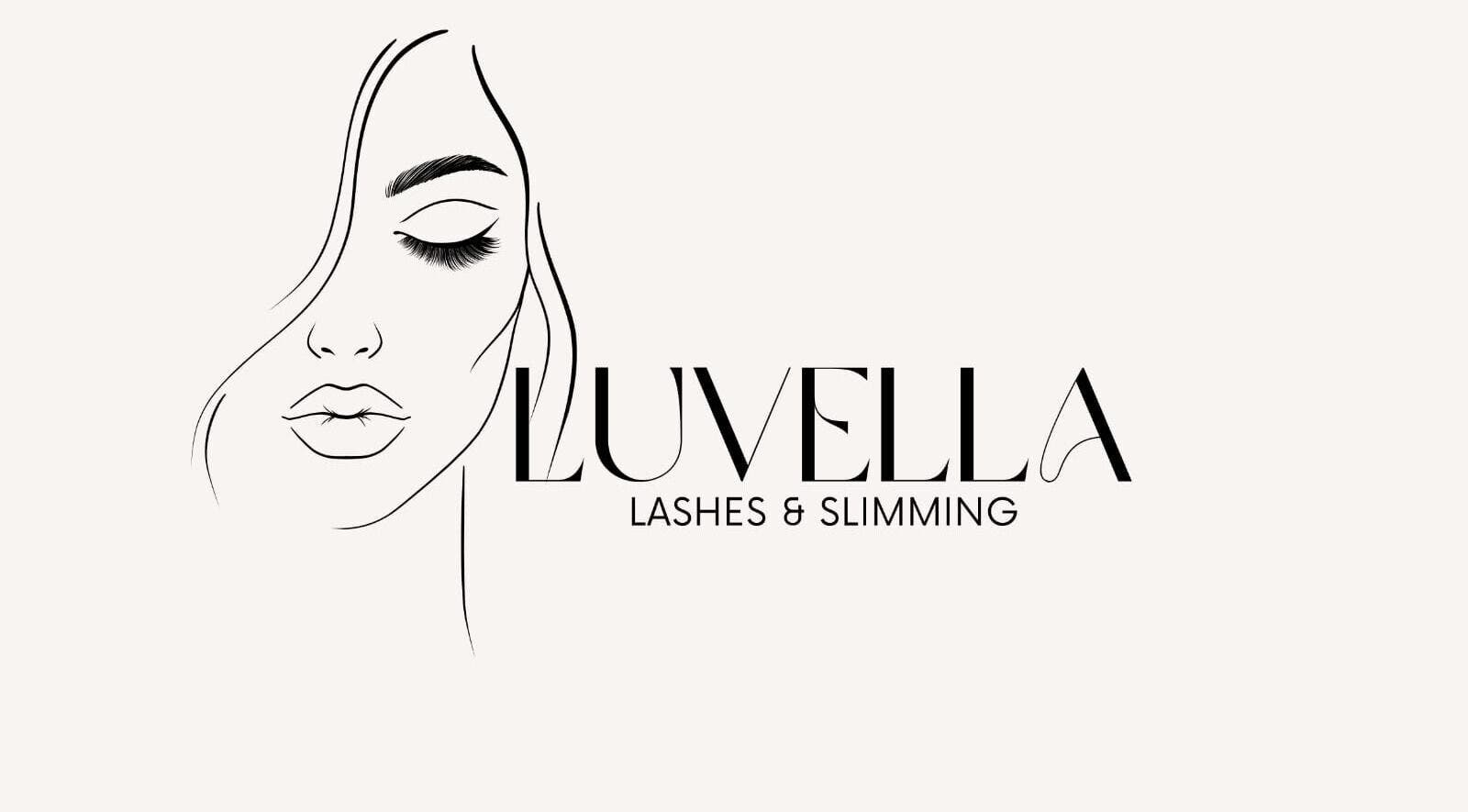 Luvella Lashes and Slimming logo featuring a stylish face sketch, Boksburg, Gauteng, ZA.