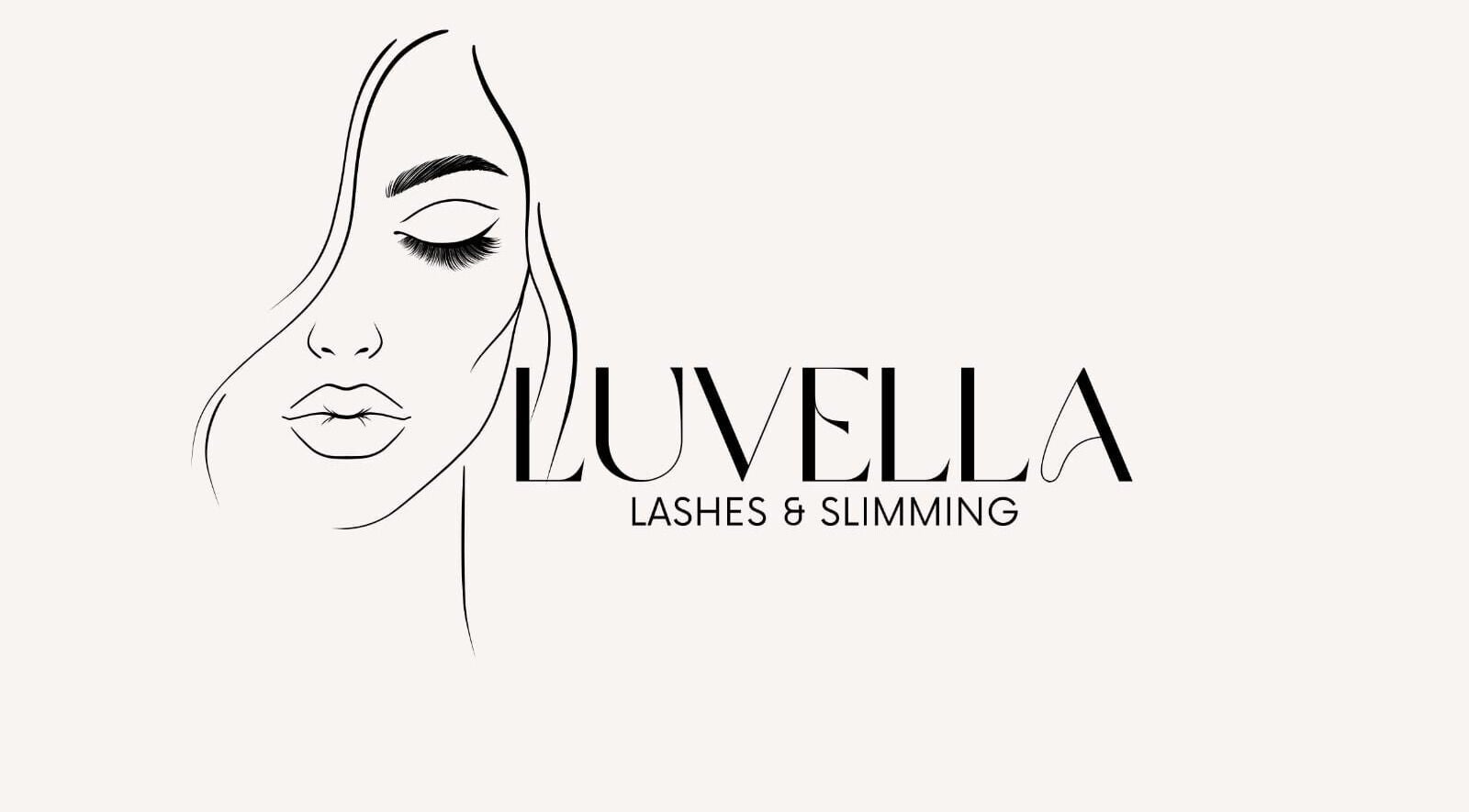 Luvella Lashes and Slimming logo featuring a stylish face sketch, Boksburg, Gauteng, ZA.