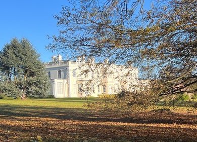 Elegant countryside estate of Chill Well-Being, Maidstone, England, GB surrounded by lush greenery.