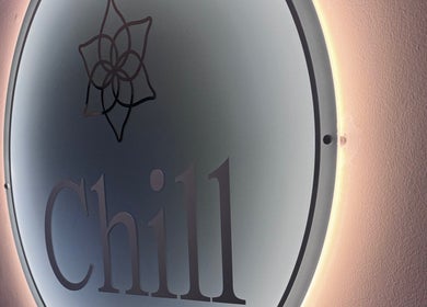 Illuminated Chill Well-Being sign in Maidstone, England, GB, showcasing sophisticated design.