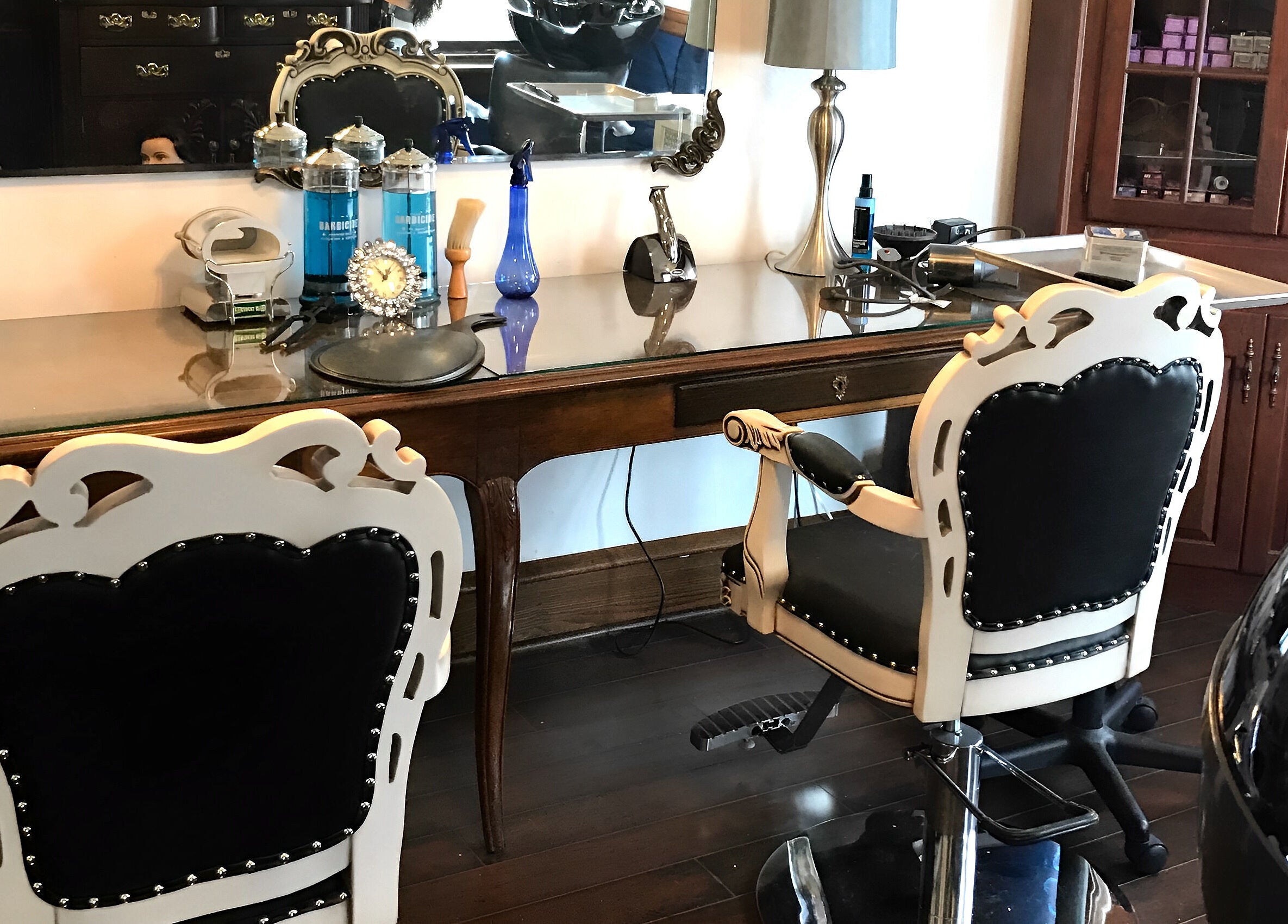 Luxurious salon chairs in TKM Hair Design and Restorations, Reading, Pennsylvania, US, enhance your beauty experience.